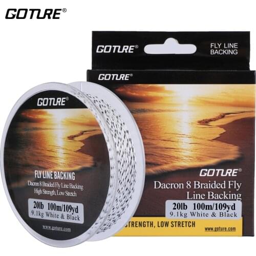 Goture 100M/109Yrd Braided Fishing Line 8 Strands Fly Fishing Backing Line 20LB/30LB Dacron Braided Line Low Stretch