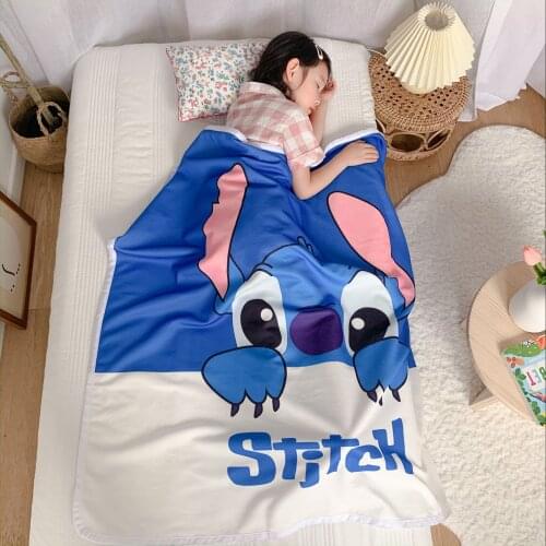 Cartoon Disney Stitch Soft Gauze Blanket Throw for Boys Girls on Bed Sofa Couch Kindergarten Kids Children Baby Halloween Gift