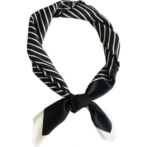 New 75x75cm ladies multifunctional polyester print scarves elegant checkered stripe casual satin square scarf shawl