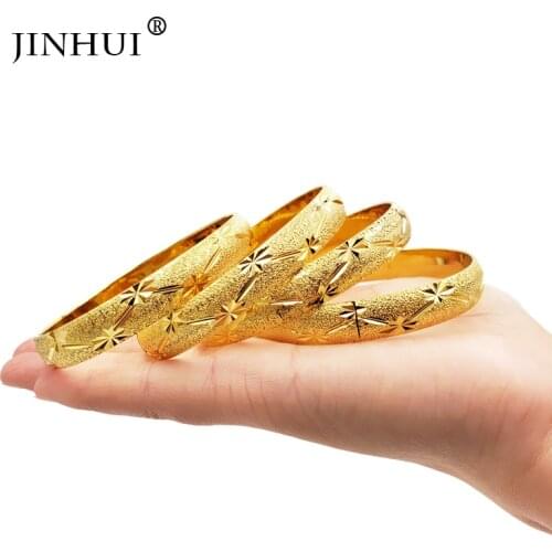 Jin Hui New Fashion lady Luxury Gold Color Jewelry Bangles Ethiopian African Women Dubai Bracelet Party wedding Gifts Can Open