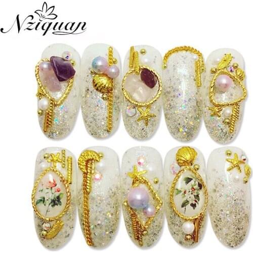 NZIQUAN 20PCS 8mm Twisted Metal Frame Nail Art Decoration 3D Alloy Nail Decoration Jewelry Geometric Rhinestone DIY Nail Art