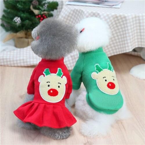 Dog Clothes for Small DogsNew Autumn and Winter Small Dog Cat Pet Christmas Couple Dog Dress Dog Fleece Pet Clothes