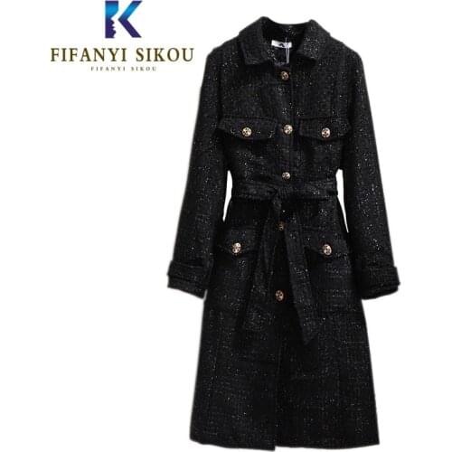 Oversized Wool Blend Coat Women High quality Winter Coat Loose Plus Size Long Trench Coat Thick Warm Overcoat Female With Belt
