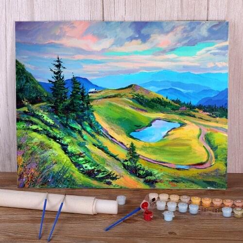 Landscape Carpathians Coloring By Numbers Painting Package Acrylic Paints 50*70 Boards By Numbers Decorative Handiwork