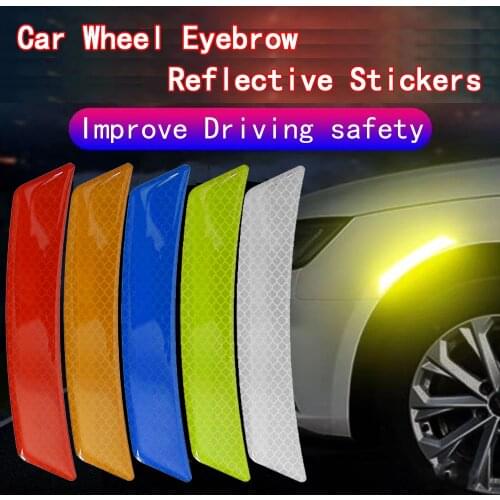 2PCS Car Stickers Reflective Wheel Eyebrow Warning Strip Decoration Accessories For Hyundai Nissan Ford Peugeot KIA Toyota BMW