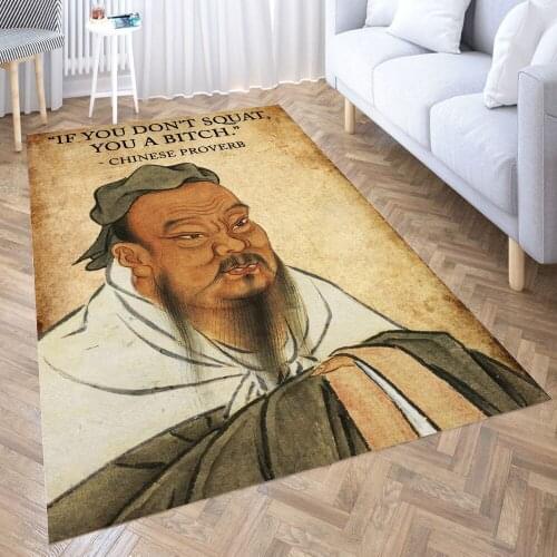 Squat Funny Proverb Gym Carpet for Living Room 3D Anime Cartoon Rug Gamer Teen Room Bedside Lounge Rug Kids Children Floor Mats