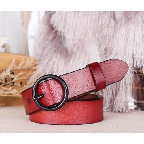 Genuine Leather Waist Belts Women for Jeans Ring Buckle Ladies Belt for Dresses Black Women Belt Wild Waistband Ladies