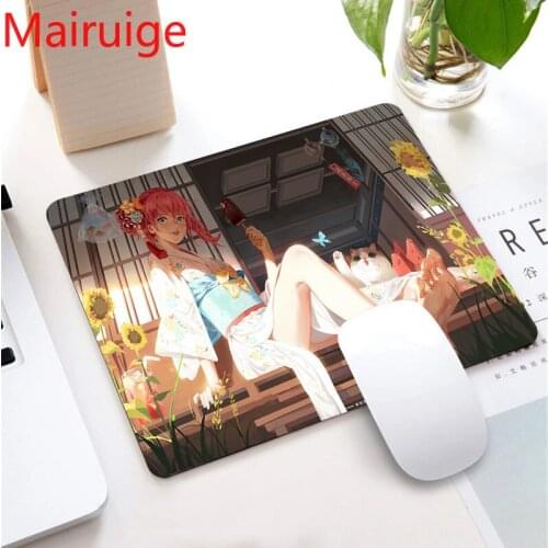 Sunflower cute anime girl Waterproof Non-slip Lockedge Small Size Learning Gamer Mouse Pad Gaming AccessoriesLaptop Keyboard Mat