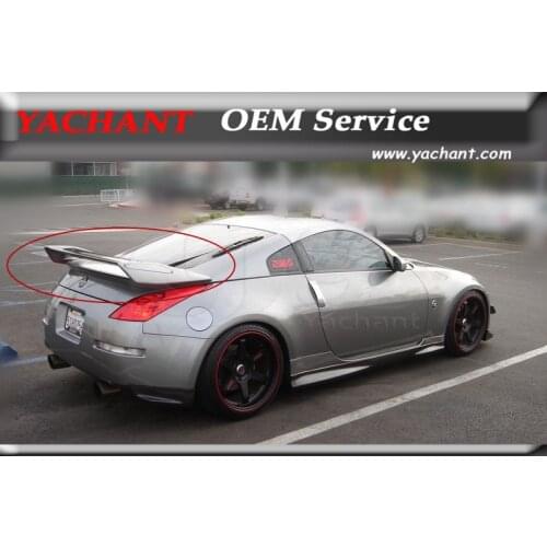 Car-Styling Full FRP Fiber Glass Rear Spoiler with Base Fit For 02-08 350Z Z33 NI Version 2 Style Rear Trunk Spoiler Wing