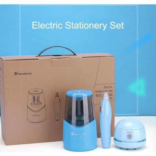 Tenwin Automatic Electronic Pencil Sharpeners Electric Erasers Vacuum Cleaner Set For School Skektching Stationery Art Supplies