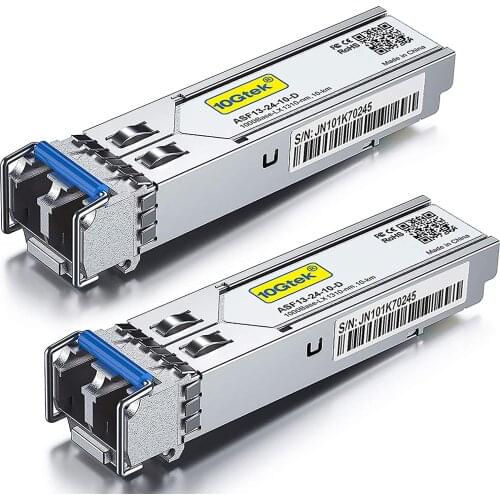 2Pack 1.25G SFP LX Transceiver 1310nm SMF, up to 10 km for Cisco GLC-LH-SMD etc
