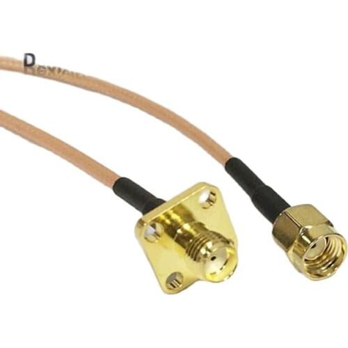 1PC modem cable RP-SMA Male Plug (female pin) To SMA Female Jack 4-hole Panel mount RG316 Coaxial Cable Pigtail 15CM 6" Adapter