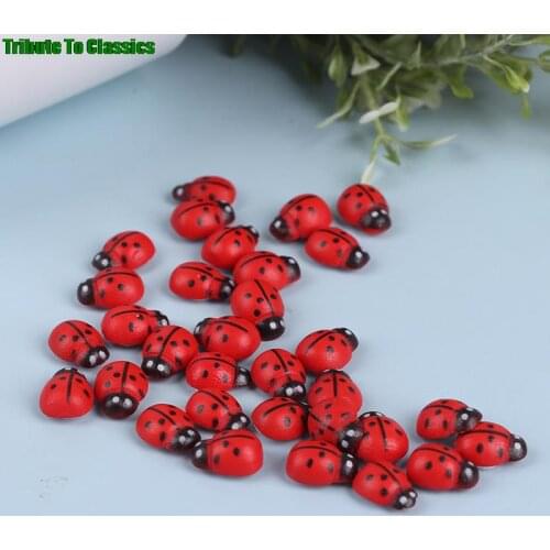 100Pcs Wooden Ladybird Ladybug Sticker Children Kids Painted Adhesive Back DIY Craft Home Party Holiday Decoration 2021