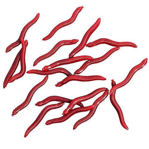 100Pcs Soft Red Earthworm Worm Fish Lures Simulation Bait Bass Fishing Tackle Outdoor Fishing Bait