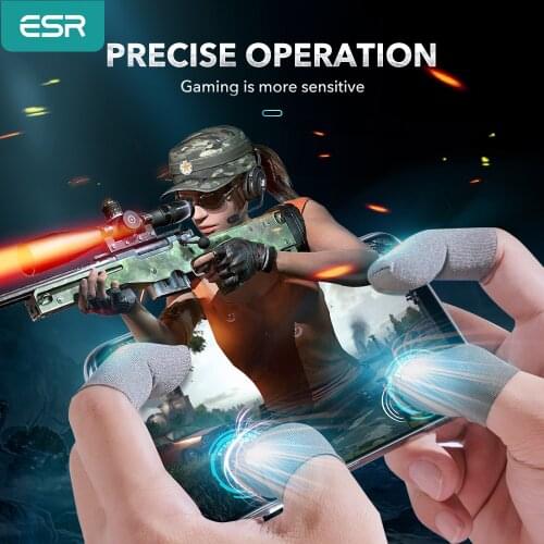ESR Finger Sleeve for PUBG Mobile Games Sensitive Touch Screen Gaming Finger Thumb Sleeve Gloves Finger Gloves Anti-slip 2pcs