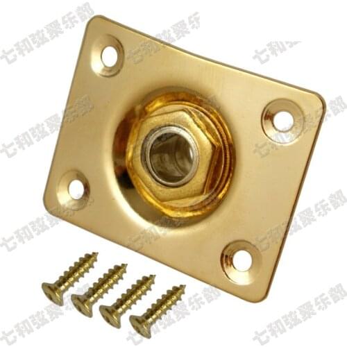 2 Pcs Gold Square Style Jack Plate Guitar Bass Jack 1/4 Output Input Jack for Electric Guitar