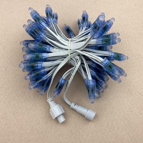 4inches(10cm) 100pcs/set regulated bullet DC12V 12mm WS2811 RGB led pixel node;all WHITE 18AWG wire,IP68;0.2m xConnect pigtail