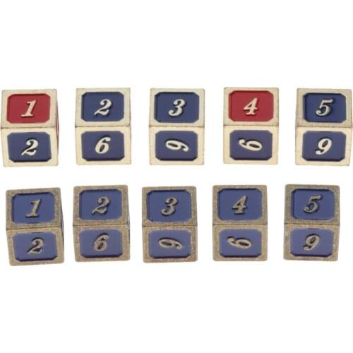 5 Pieces Six Sided 16mm Dice Die D6 Dice with Golden/Bronze Edge Number