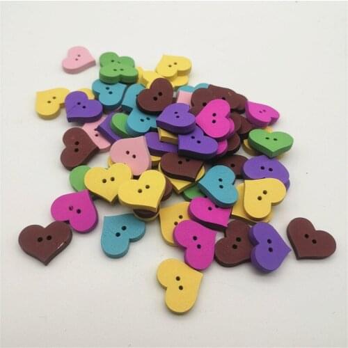 50pcs 20x17mm Pretty Pastel Mixed Wooden Heart 2 Holes Buttons DIY Sewing Accessories For Cardmaking Scrapbooking Embellishments