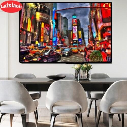 Diy full square round diamond painting Modern European street, city night scenery 5d diamond mazayka embroidery diamond decor