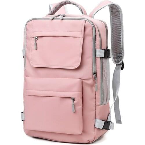 Womens Large Gym Bag with Show Compartment Pink Computer Backpack Multi-functional Travel Luggage Mommy Bag