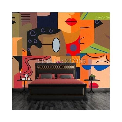 Custom large 3D mural color figure collage bar Coffee hall KTV lounge bedroom background wallpaper murals
