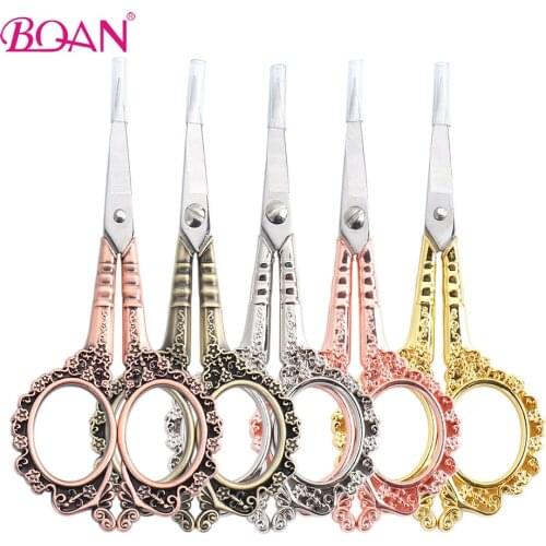 BQAN 1Pcs Stainless Steel Vintage Elegant Multifunctional Lace Plum Lace Nail Scissors Manicure Tool Makeup Cuticle Scissors