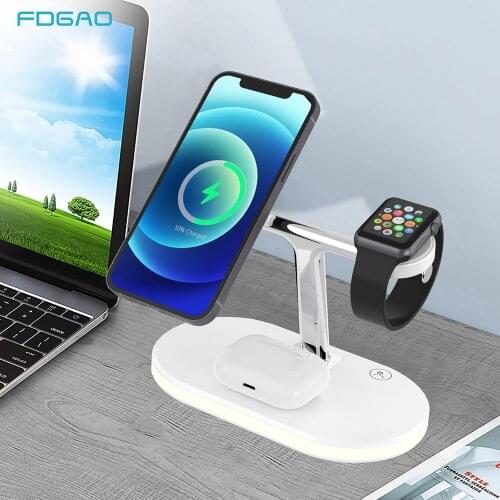 15W Fast Charging Station 3 in 1 Magnetic Wireless Charger for Magsafe iPhone 12 Pro Max Airpods Pro Apple Watch 6 5 4 Chargers