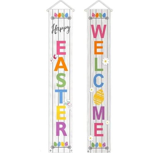 Colours Easter Banner Banners Porch Sign Couplet Flag Polyester Cloth Create Atmosphere Home Decoration Waterproof Curtain