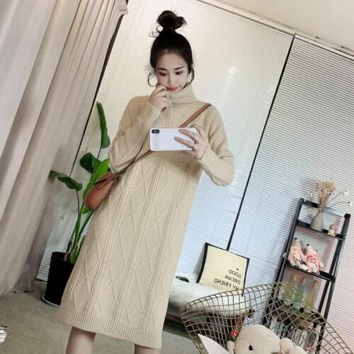 7 colors-- Twisted turtleneck long sweater knitted winter dress casual women solid color 2020 winter
