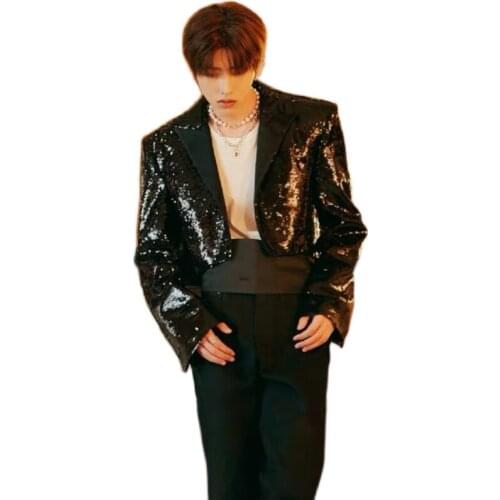 Mens sequined suit jacket singer performance clothing mens team clothing stage performance clothing