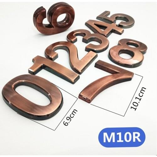 10cm 3D Digits Numeral Plate Plaque Sign Sticker With Self Adhesive For Door Waterproof Plastic Golden House Number Door Bronzed