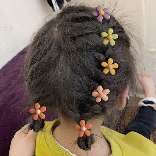 10Pcs Elastic Baby Hair Ring Cartoon Fruit Flower Hair Band Small Head Rope Hair Band Acrylic Children Hair Accessories Headwear