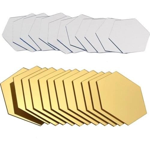Hot 12pcs Hexagonal Stereo Mirror Wall Removable Waterproof Self-adhesive Mirror Home Stickers Bedroom Living Room Decoration