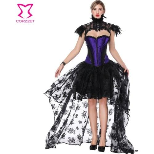 Corzzet Victorian Steampunk Corset Skirt Overbust Corset Waist Trainer Bustiers Vintage Gothic Costume Sexy Corset Sets