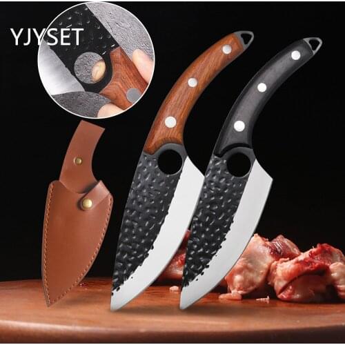 Forged Boning Fishing Knife Handmade Stainless Steel Kitchen Meat Cleaver Outdoor Cooking Cutter Gift Butcher Knife Cover Sheath