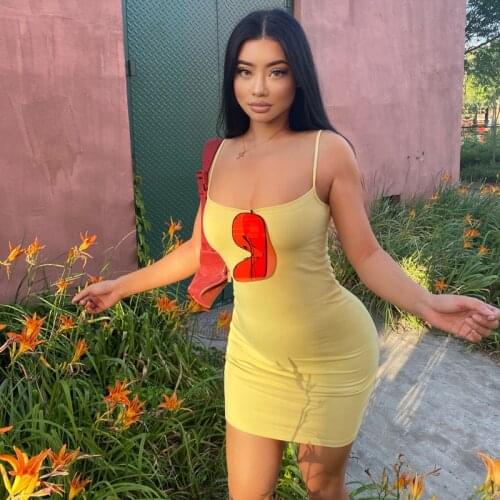 4-Color Self-Retaining Hot Girl, Impervious Bottom, Wide-Brimmed Neckline, Simple Thin Shoulder Strap Sling Knee-Length Dress