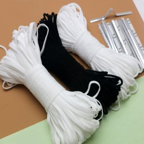 Mask Elastic Rope 3mm Round White Elastic Band 5mmflat Mask Oil Core Belt Rope Handmade DIY Protective Clothing Accessories