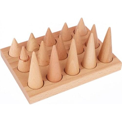 2021 New Natural Wood Cone Shape Finger Ring Stand Jewelry Display Holder Showcase Display Stands Rings Bracelet Jewelry Tray