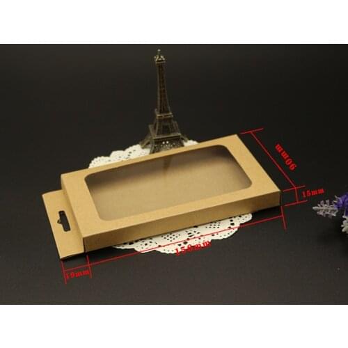 Kraft Cell Phone Case packaging boxes,mobile phone cover packaging Kraft boxes with plastic window jewelry packaging boxes