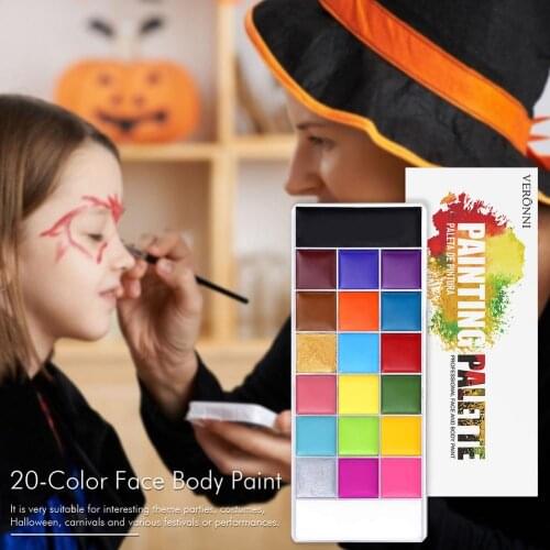 20Colors Face Body Paint Palette Flash Tattoo Painting Art Halloween Party Makeup Fancy Dress Beauty Palette Face Body Painting