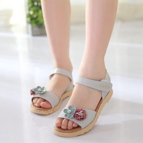 Flower Sandals for Girls 2021 Chilrens Shoes Girl Princess Dresses Party Sandal New Cute Kids Summer Beach Shoes Crystal