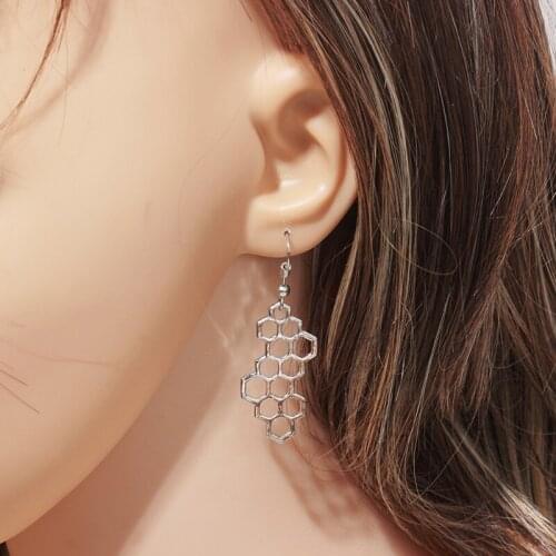CHUNSHI EMO Fashionable Simple Honeycomb Hexagon Earrings Personality Creative Geometric Earrings For Women Girls Lovers