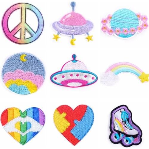 Cute Astronaut Patches For Clothing DIY Iron On Patches Embroidery Patch For Clothes UFO Thermoadhesive Patches Sticker Badges