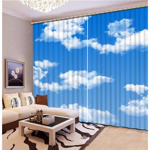 Modern curtains custom window curtains for living room luxurious Blue sky and white clouds cortinas para sala de estar