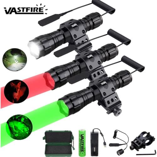 Q5 T6 5000lm XM-L Led White Flashlight Tactical Hunting Weapon Gun Light+Rifle Scope Airsoft Mount+Switch+18650+USB Charger