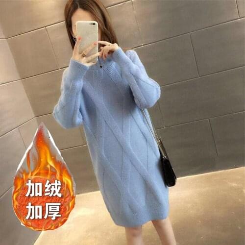 Autumn Women Sweater Fashion 2020 Winter New High Collar Lady Loose Thick Long Paragraph Bottoming Knit Pullovers Crop Tops B016