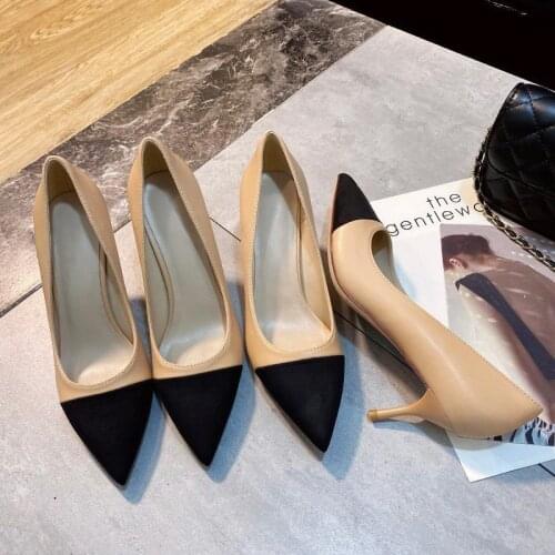 Shoes Woman Color Matching Single-Layer Shoes Womens Spring Autumn Pointed Toe Sexy Fashion Stiletto Luxury Designer High Heels