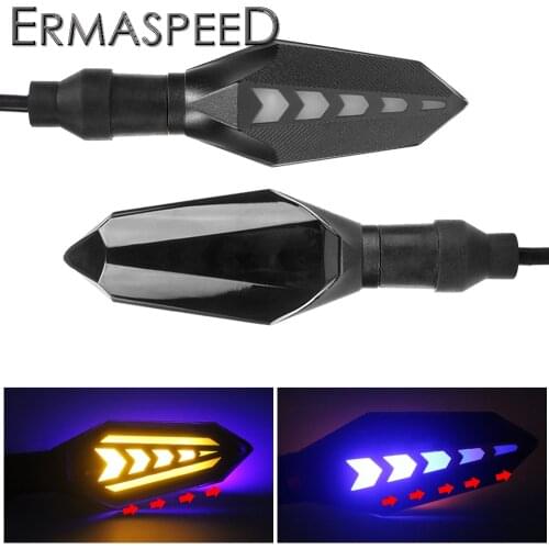 Universal Waterproof Aluminum Motorcycle LED Turn Signal Lights Flow Sequential Front Rear Indicator Blue Amber Led Flashers