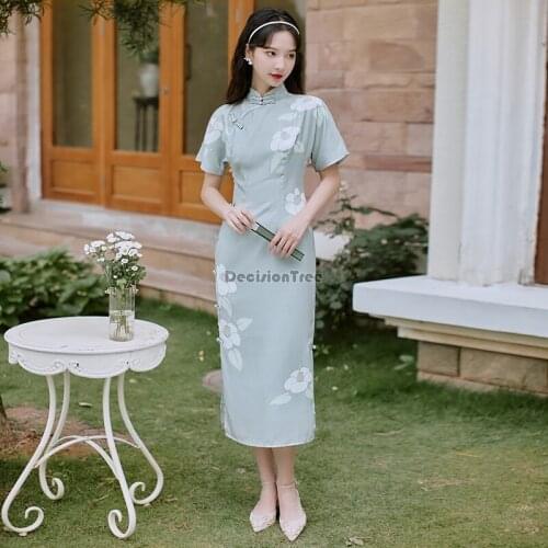 2021 floral lace evening dress chinese qipao female cheongsam dress china wedding dresses cheongsam elegant party dress qipao